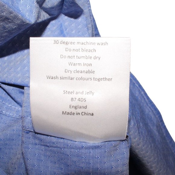 Steel & Jelly London Mens XL Flip Cuff Blue Long Sleeve Casual Dress Shirt - Picture 9 of 9